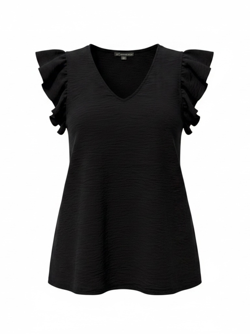 Adrianna Papell black flowy summer ruffle flutter sleeve pullover blouse Xs